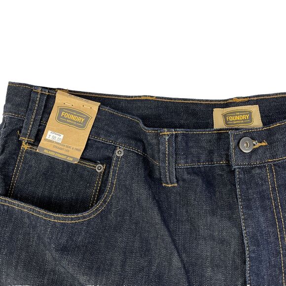 New Mens The Foundry Supply Co Relaxed Straight Dark Wash Denim Jeans Size 46x32 - Picture 2 of 7